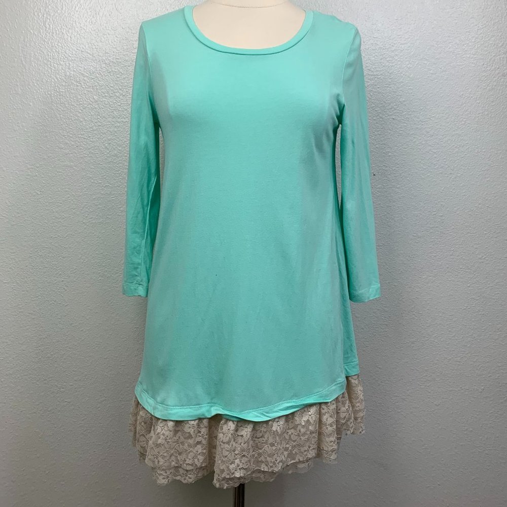 LOGO by Lori Goldstein Instant Chic Mint Tunic Top